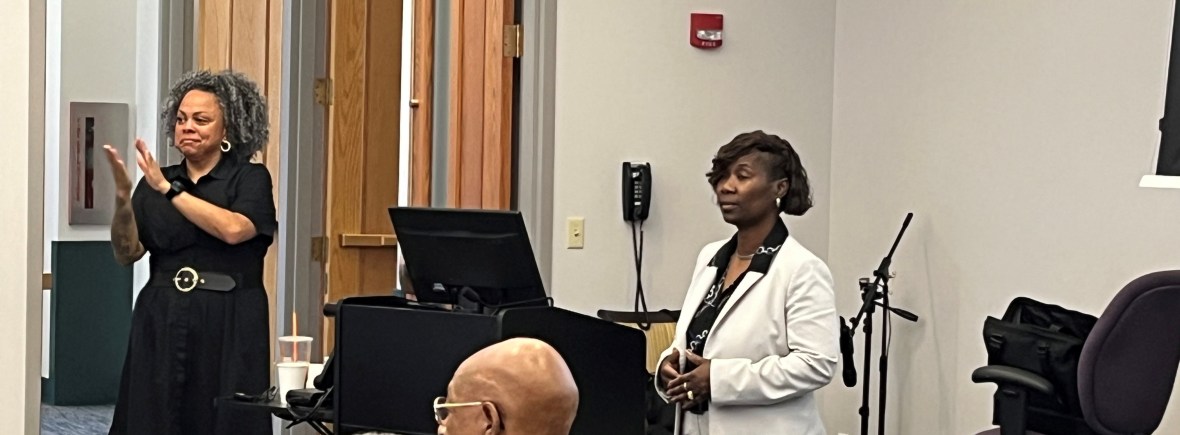 Plenary Speaker Danielle Battle with WNYSLC Co-Chair Rhonda Bivins-Talley at the 2024 Fall Summit.